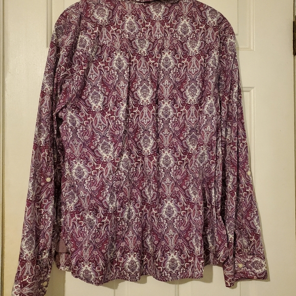 Talbots Purple Paisley Button Down Sz XL EUC - Picture 3 of 3